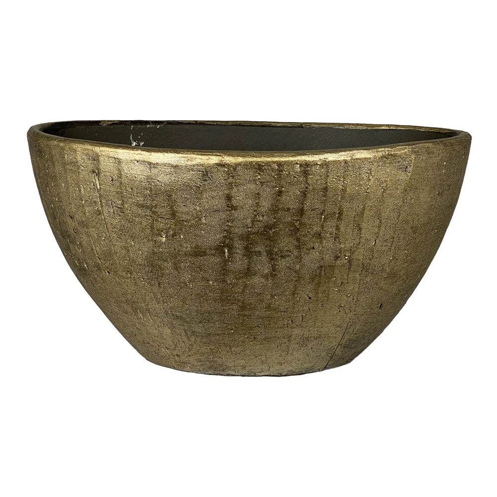 Bloempot Kos Ovaal - L55 X B23 X H29cm - Goud 3 Bloempot Kos Ovaal - L55 X B23 X H29cm - Goud