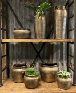 Plantenschaal Marrakesh - D24 X H14cm - Zilver Goud -Woondecoratie Winkel bloempot marrakesh serie 3 1 1