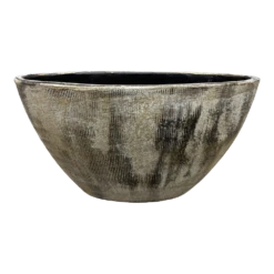 Bloempot Miami Ovaal - L41 X D19 X H22cm - Zwart Cement