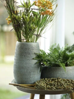 Plantenschaal Ryan - D28 X H13cm - Shiny Blue -Woondecoratie Winkel bowl ryan shiny blue keramiek d28 h13 schaal 7 13