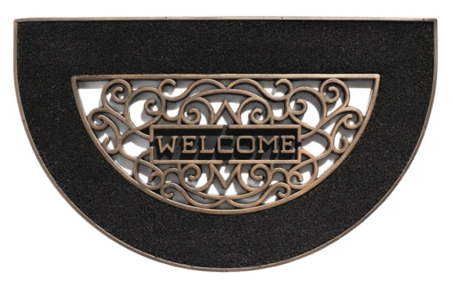 HAMAT Buitenmat Mathara Halfrond - 70x45cm - Naturel/Zwart - Deurmat 1 HAMAT Buitenmat Mathara Halfrond - 70x45cm - Naturel/Zwart - Deurmat -Woondecoratie Winkel buitenmat mathara halfrond 70x45cm naturel zwart deurmat 1