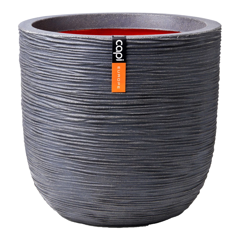 Capi Bloempot Bol Nature Rib NL - D35 X H34cm - Donkergrijs