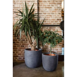 Capi Bloempot Bol Nature Rib NL - D35 X H34cm - Donkergrijs -Woondecoratie Winkel capi bloempot bol nature rib nl d35 x h34cm donkergrijs bloempot 6 1