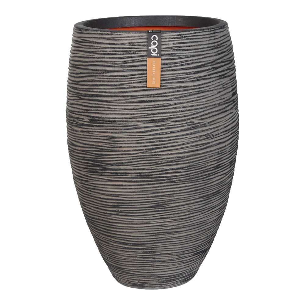 Capi Bloempot Hoog Nature Elegant Deluxe Rib NL - D45 X H72cm - Antraciet