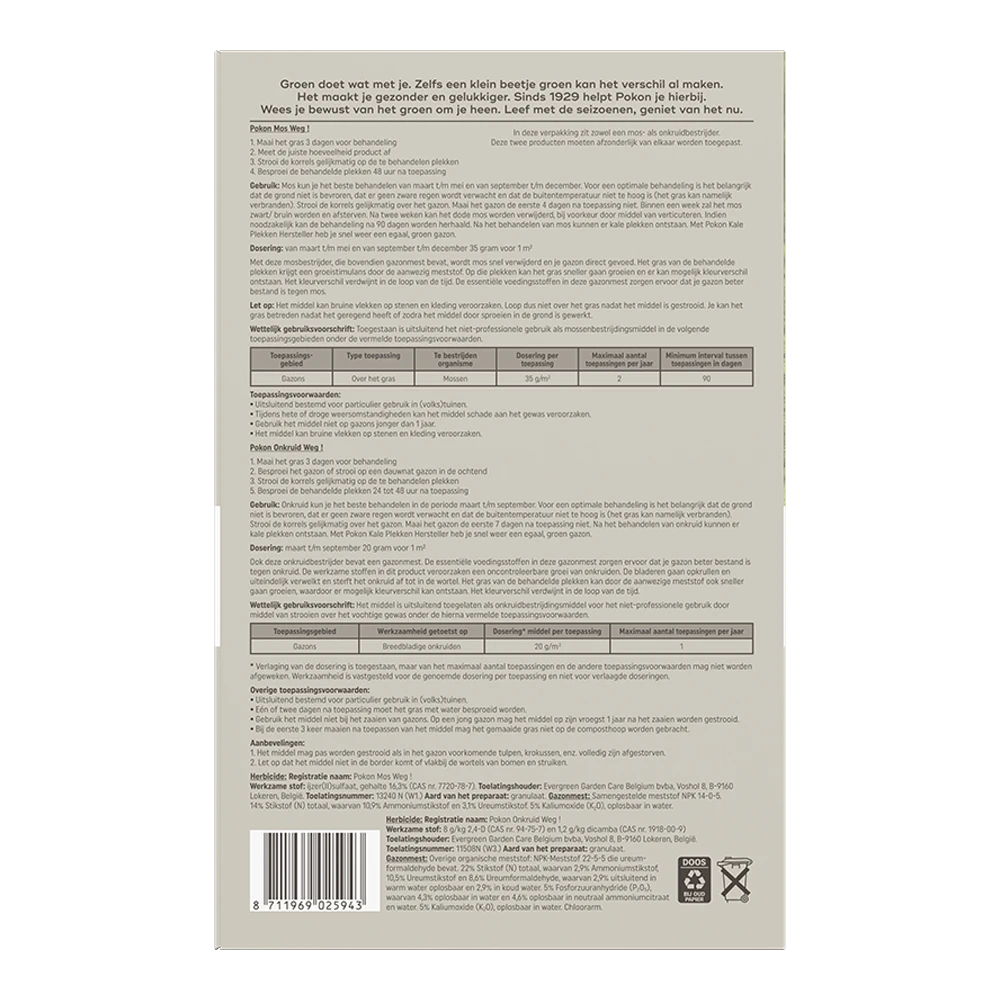 Pokon Mos En Onkruid Weg! 3-in-1 Voor 50mu00b2 - Onkruid En Aanslag 4 Pokon Mos En Onkruid Weg! 3-in-1 Voor 50mu00b2 - Onkruid En Aanslag - Afbeelding 2