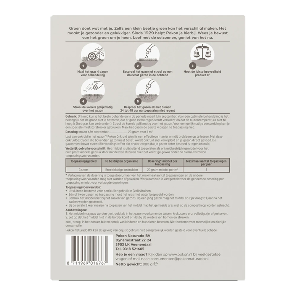 Pokon Onkruid Weg! 800gr Voor 40mu00b2 - Onkruid En Aanslag 4 Pokon Onkruid Weg! 800gr Voor 40mu00b2 - Onkruid En Aanslag - Afbeelding 2