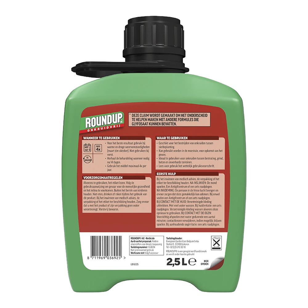 ROUNDUPu00ae AC Snel Onkruidvrij Onkruiddrukspuit Navulverpakking 2,5L - Onkruid En Aanslag 4 ROUNDUPu00ae AC Snel Onkruidvrij Onkruiddrukspuit Navulverpakking 2,5L - Onkruid En Aanslag - Afbeelding 2