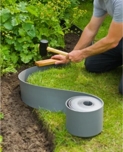 Tuinborderrand PE Grijs 3mm - 10x0,15m - Nature -Woondecoratie Winkel tuinborderrand pe grijs 3mm 10x0 15m nature 3