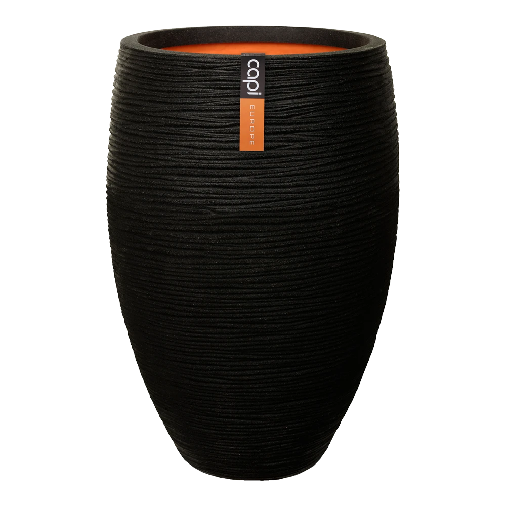 Capi Bloempot Hoog Nature Elegant Deluxe Rib NL - D56 X H84cm - Zwart 3 Capi Bloempot Hoog Nature Elegant Deluxe Rib NL - D56 X H84cm - Zwart