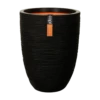 Capi Bloempot Nature Elegant Rib NL - D34 X H46cm - Zwart -Woondecoratie Winkel vaas elegant laag rib nl 36x47 zwart bloempot 1 4
