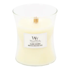 Woodwick Island Coconut Medium Candle - Geurkaars -Woondecoratie Winkel woodwick island coconut medium candle geurskaars 2 3