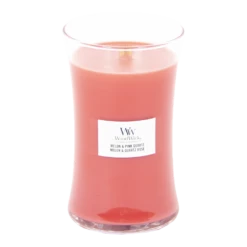 Woodwick Melon & Pink Quartz Large Candle - Geurkaars -Woondecoratie Winkel woodwick melon pink quartz l cande geurskaars 2 3