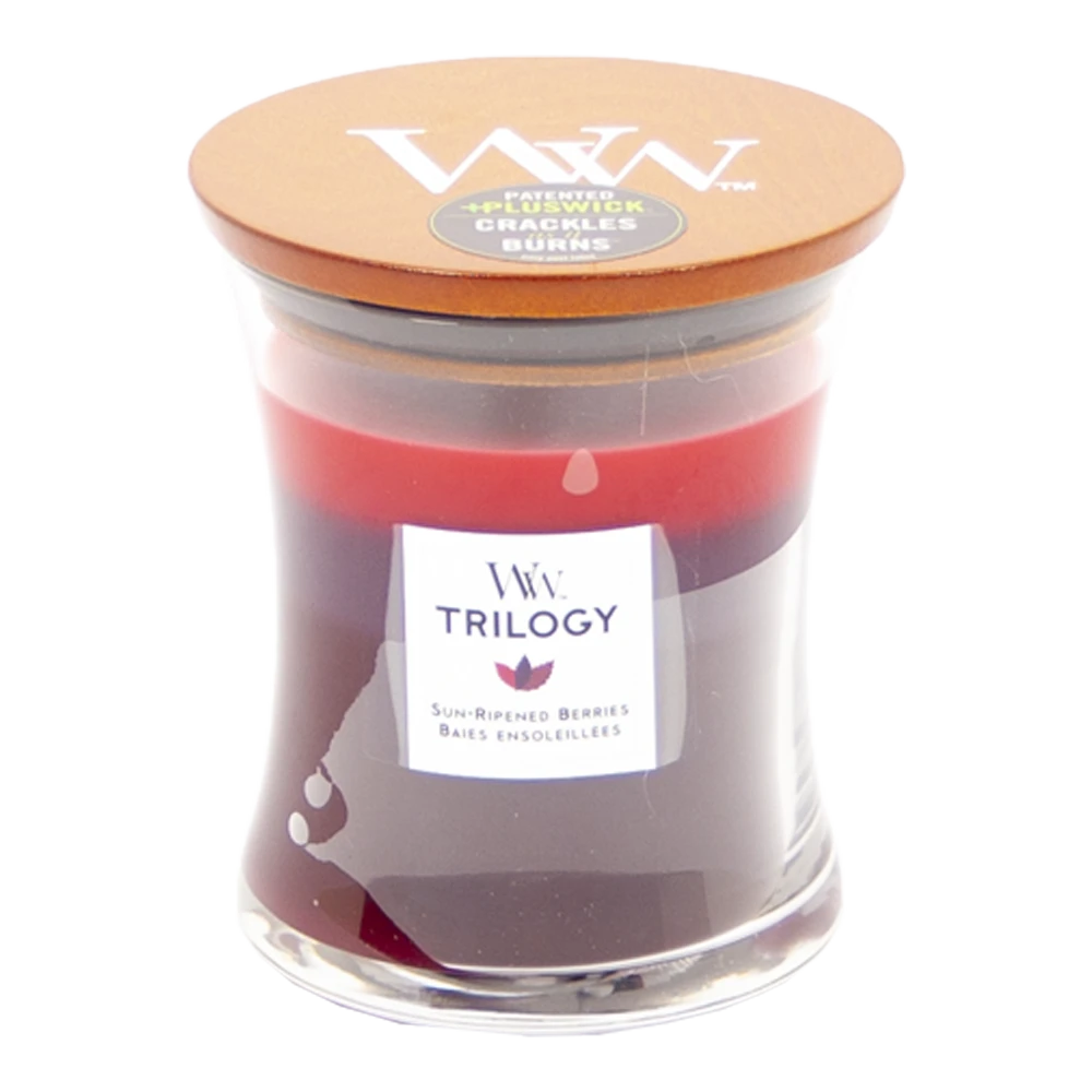 Woodwick Trilogy Sun Ripened Berries Medium Candle - Geurkaars 3 Woodwick Trilogy Sun Ripened Berries Medium Candle - Geurkaars