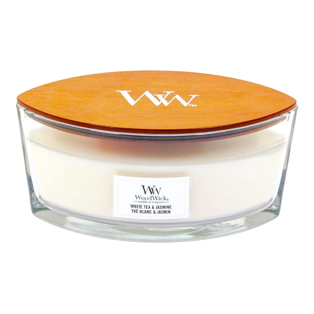 Woodwick White Tea & Jasmine Ellipse Candle - Geurkaars 3 Woodwick White Tea & Jasmine Ellipse Candle - Geurkaars