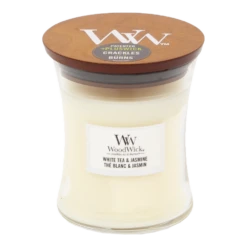 Woodwick White Tea & Jasmine Medium Candle - Geurkaars