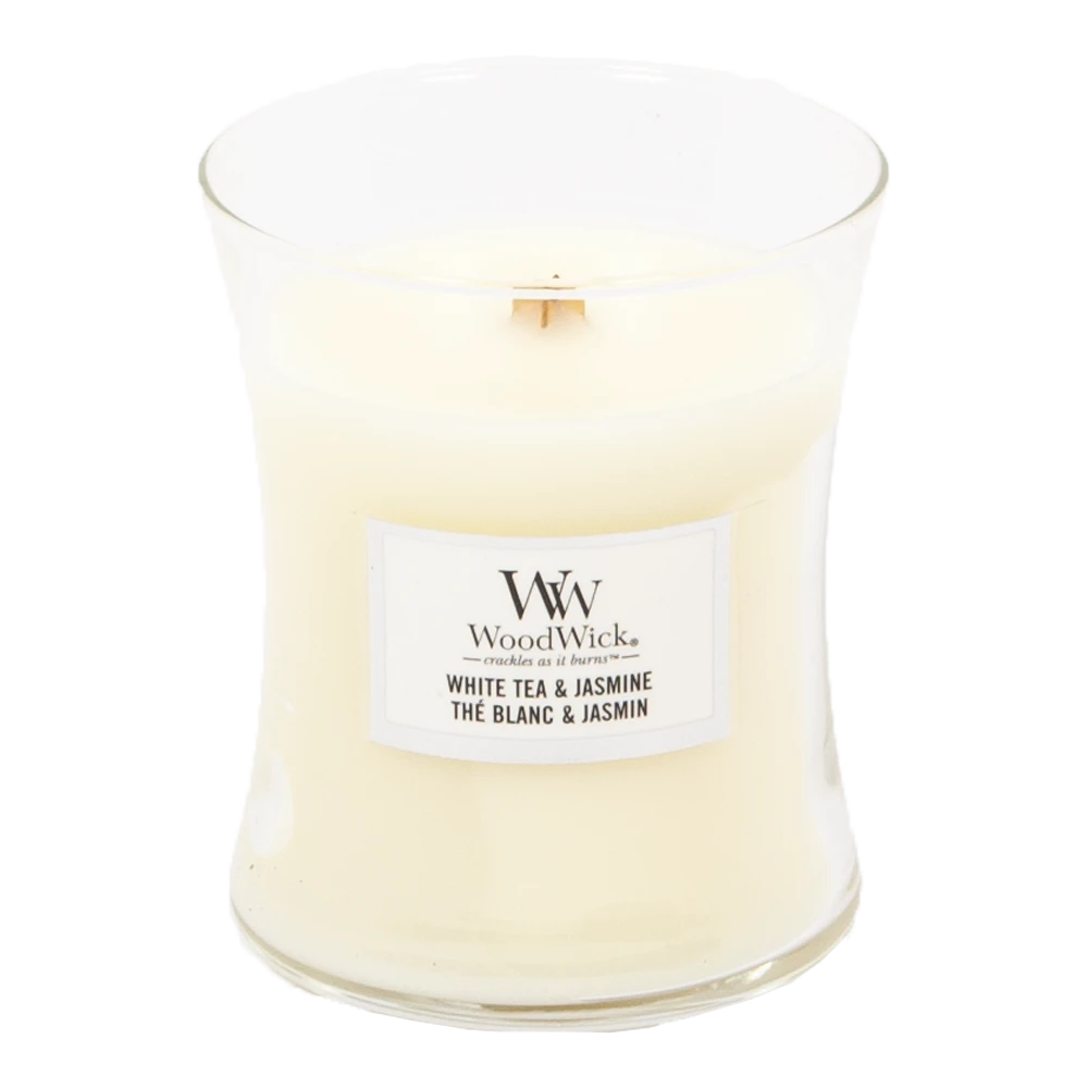Woodwick White Tea & Jasmine Medium Candle - Geurkaars 4 Woodwick White Tea & Jasmine Medium Candle - Geurkaars - Afbeelding 2
