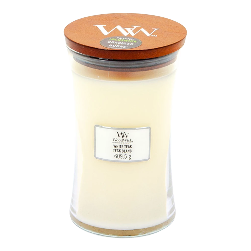 Woodwick White Teak Large Candle - Geurkaars 3 Woodwick White Teak Large Candle - Geurkaars